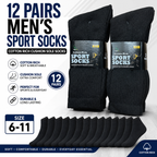 Men's Cotton Sport Socks 12 Pack – Black