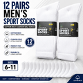 Men's Cotton Sport Socks 12 Pack – White