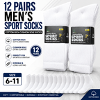 Men's Cotton Sport Socks 12 Pack – White