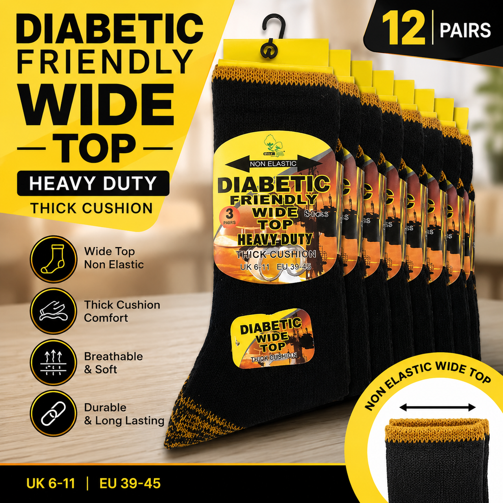 Men's Diabetic Friendly Wide Top Socks
