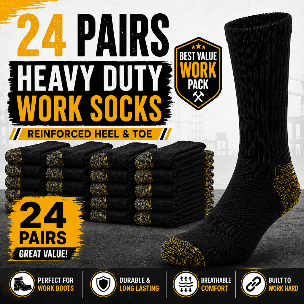 Men's Heavy Duty Work Socks 24 Pair